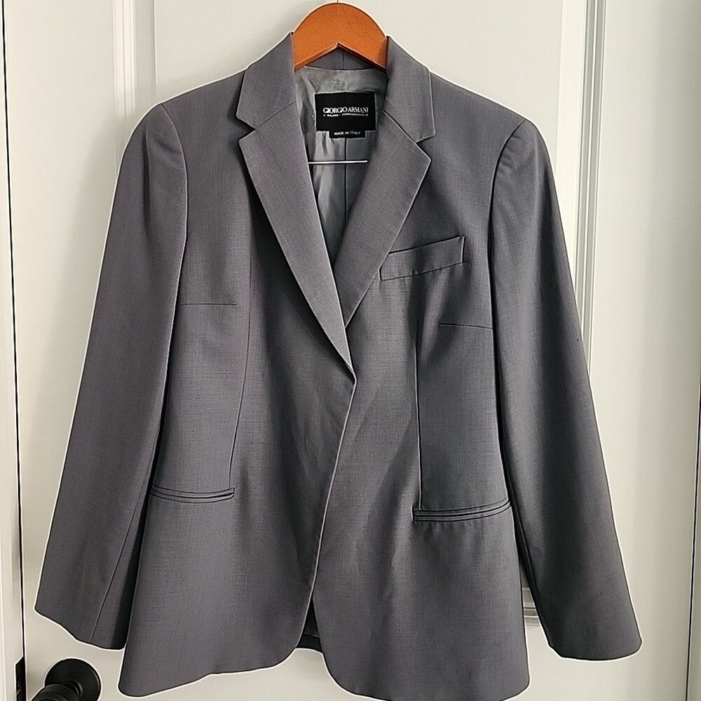 Giorgio Armani Blazer Womens Gray Jacket Italy Minimalist Career Capsule READ